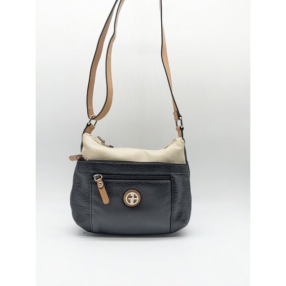 GIANI BERNINI pebbled faux-leather colorblock hobo shoulder bag -BLACK/IVORY - Picture 1 of 8